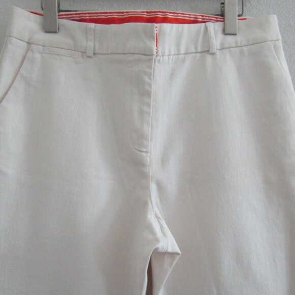 Lands End Women's Jeans 12 White Cropped Wide Leg Selvedge Denim Casual Coastal - Picture 2 of 11